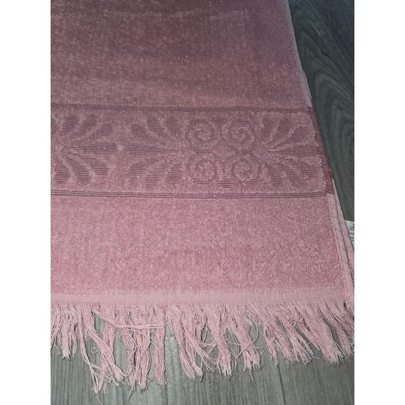 Vintage Pink Cannon Monticello Jacquard Fringe Bath Towel - Picture 2 of 5